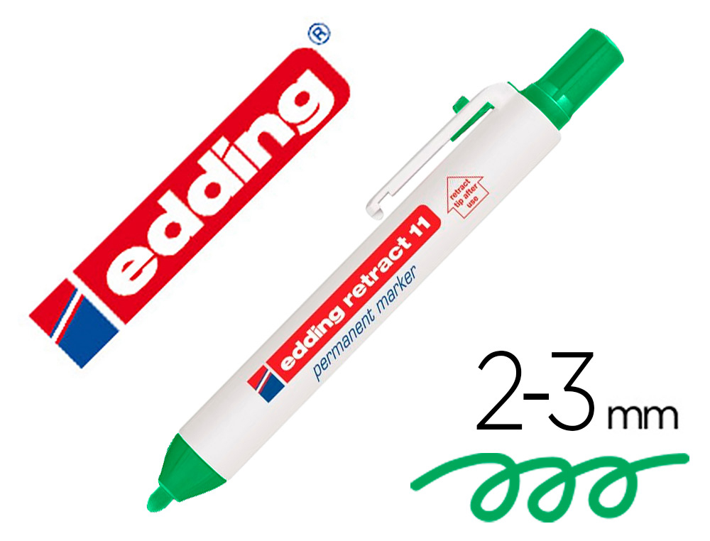 MARQUEUR EDDING PERMANENT RTRACTABLE POINTE OGIVE 1,5/3MM RECHARGEABLE COLORIS VERT