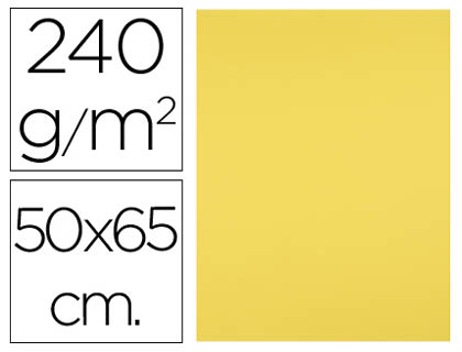 PAPIER CARTONNE LIDERPAPEL 50X65CM 240GR COLORIS JAUNE   CITRON PAQUET 25 FEUILLES