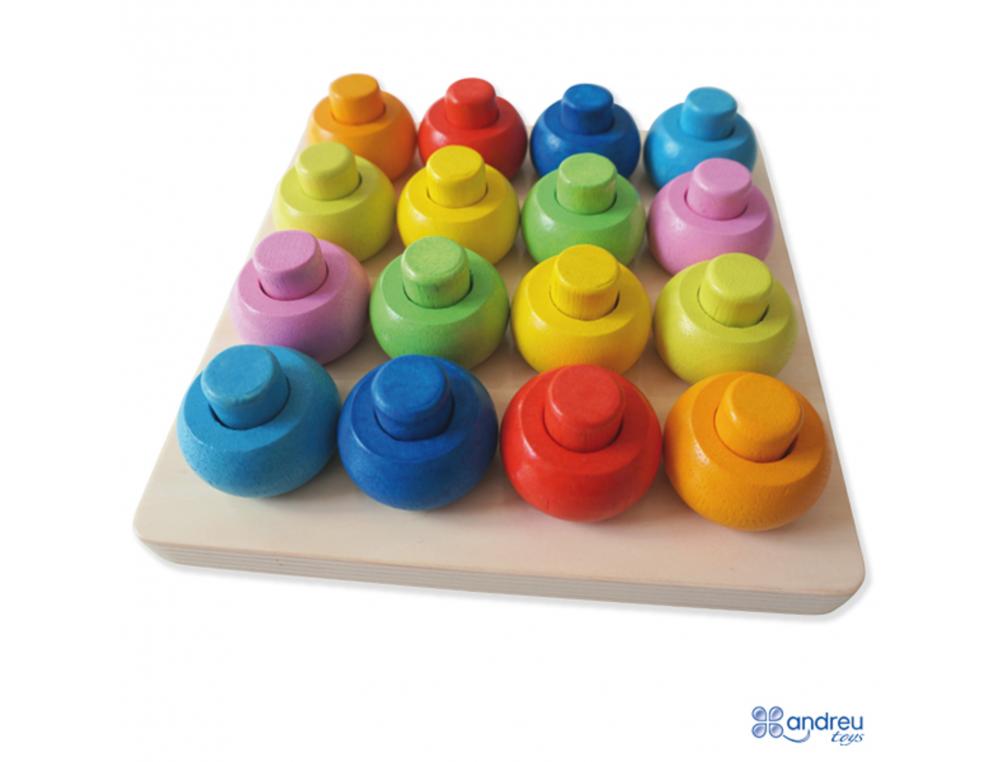 JEUX D ASSOCIATION DES FORMES ET DES COULEURS ANDREU TOYS   ENCASTREMENT PERLES 8         COULEURS 32 PIECES 1 SUPPORT
