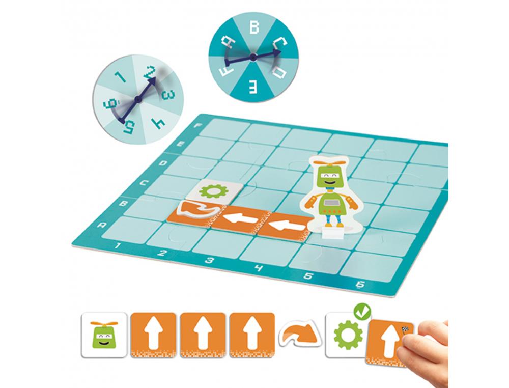 CODAGE INFORMATIQUE AJROS ROBOCODING COORDONNEES ET     CODAGE BASIQUE 1 PLATEAU 57   FICHES CARTON 4 ROBOTS CARTON