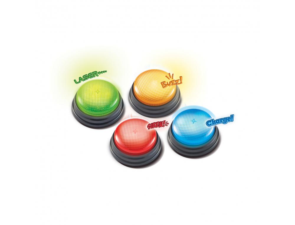 MESURE DU TEMPS LEARNING RESOURCES BUZZERS SON ET      LUMIERE 4 BUZZERS BLEU ROUGE  VERT ET JAUNE 2 PILES AAA NON