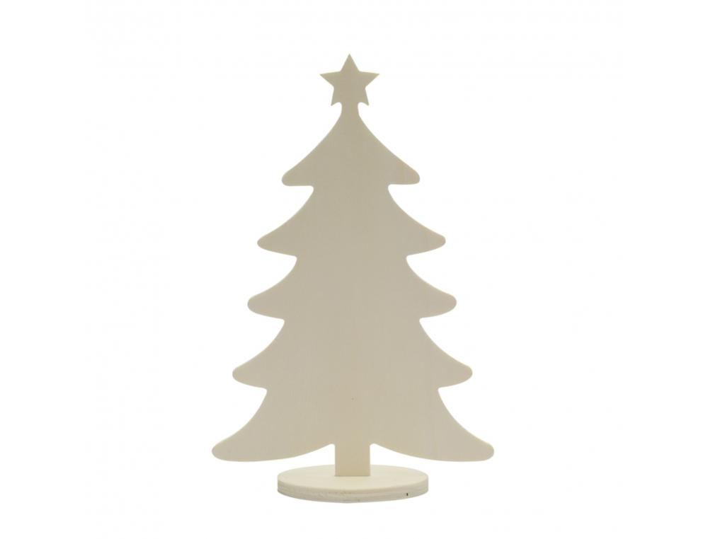 SAPIN BOIS OCOLOR SUR BASE 13X20CM COLORIS NATUREL LOT   DE 10