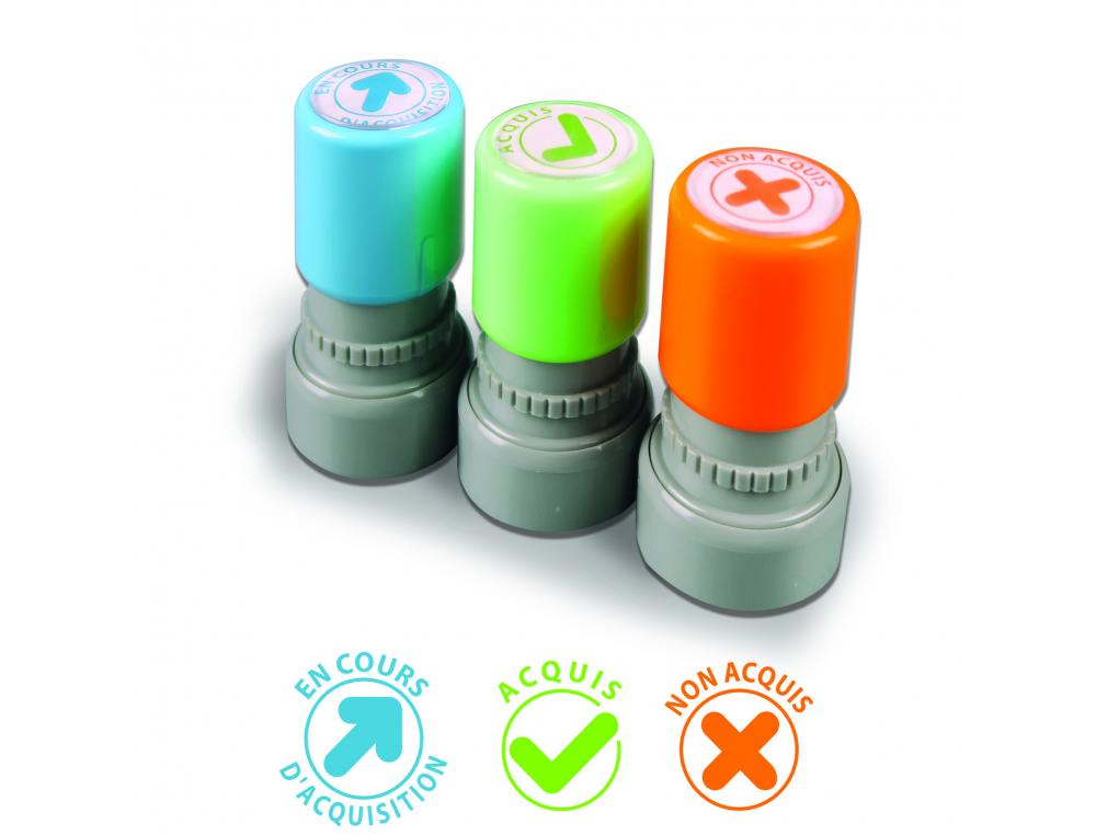 TAMPON EVALUATION NON ACQUIS/EN COURS D             ACQUISITION/ACQUIS EMPREINTE  20MM ENCRAGE AUTOMATIQUE LOT