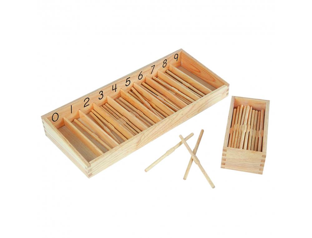 PEDAGOGIE MONTESSORI VINCO EDUCATIONAL BOITE DES FUSEAUX MONTESSORI 45 FUSEAUX BOIS    BOITE DE CLASSEMENT