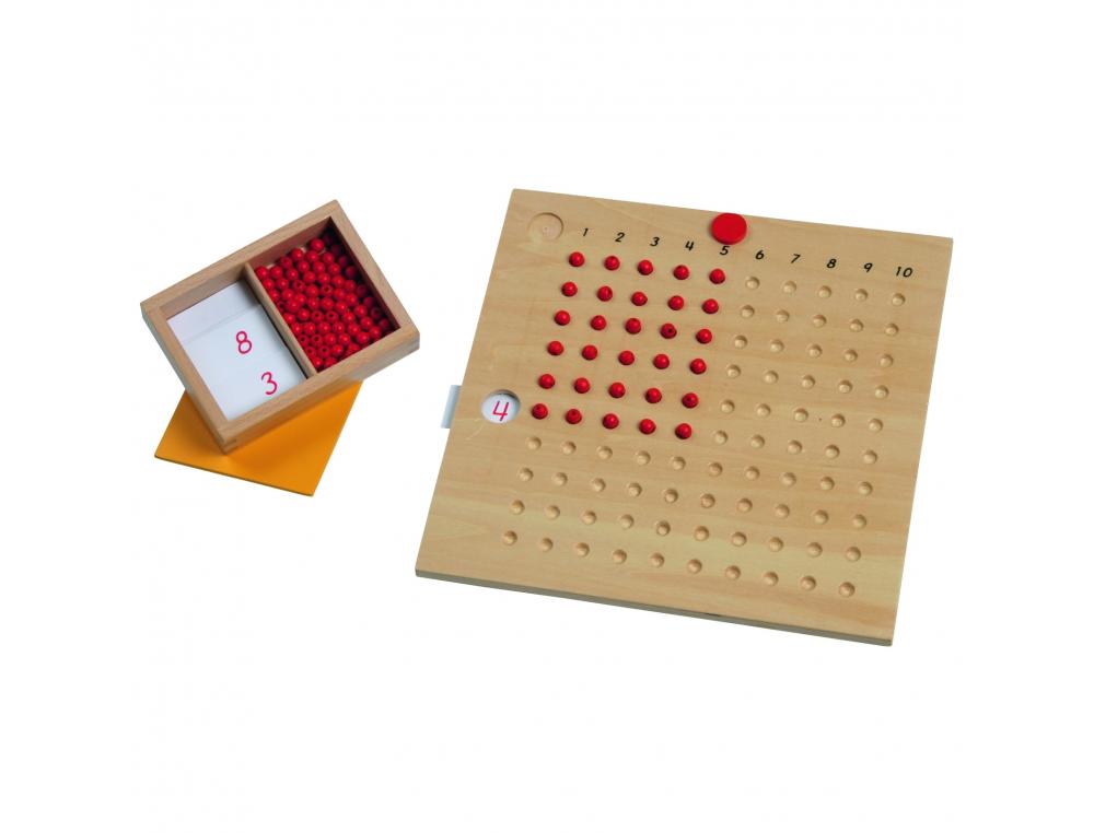 PEDAGOGIE MONTESSORI VINCO EDUCATIONAL TABLEAU DE        MULTIPLICATION DE 1 A 10      PLATEAU PERFORE 100 PERLES