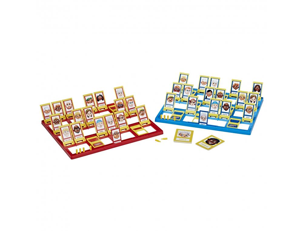 JEU DE DEVINETTES HASBRO QUI EST-CE 4 SUPPORTS 2 PLATEAUX  PERSONNAGES REGLE DU JEU 2    JOUEURS
