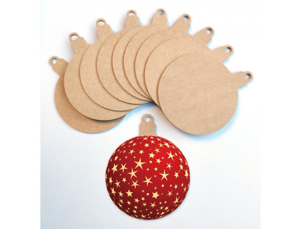 MAXI BOULES DE NOEL CULTURE CLUB EN BOIS PLATE AVEC TROU  DE SUSPENSION DIAMETRE 11CM   COLORIS NATUREL 10 UNITES