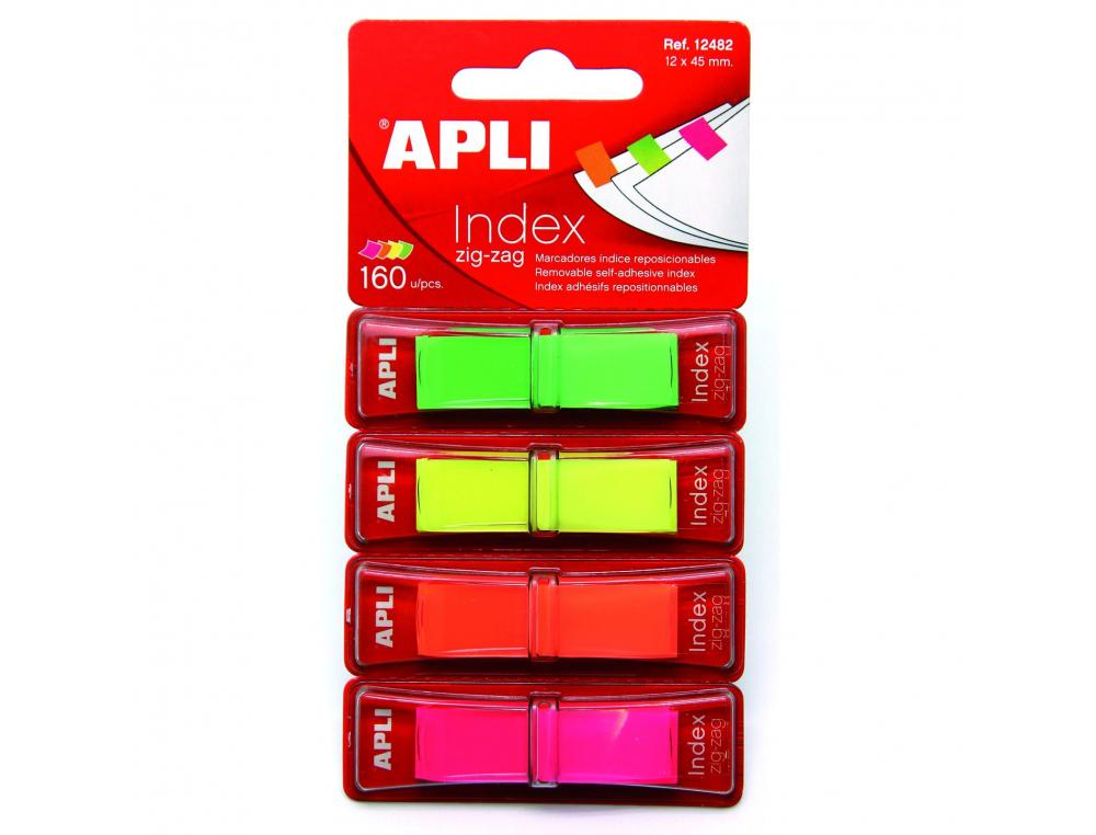 INDEX APLI POLYPRO ZIG ZAG 12X45MM COLORIS ASSORTIS 160  UNITES