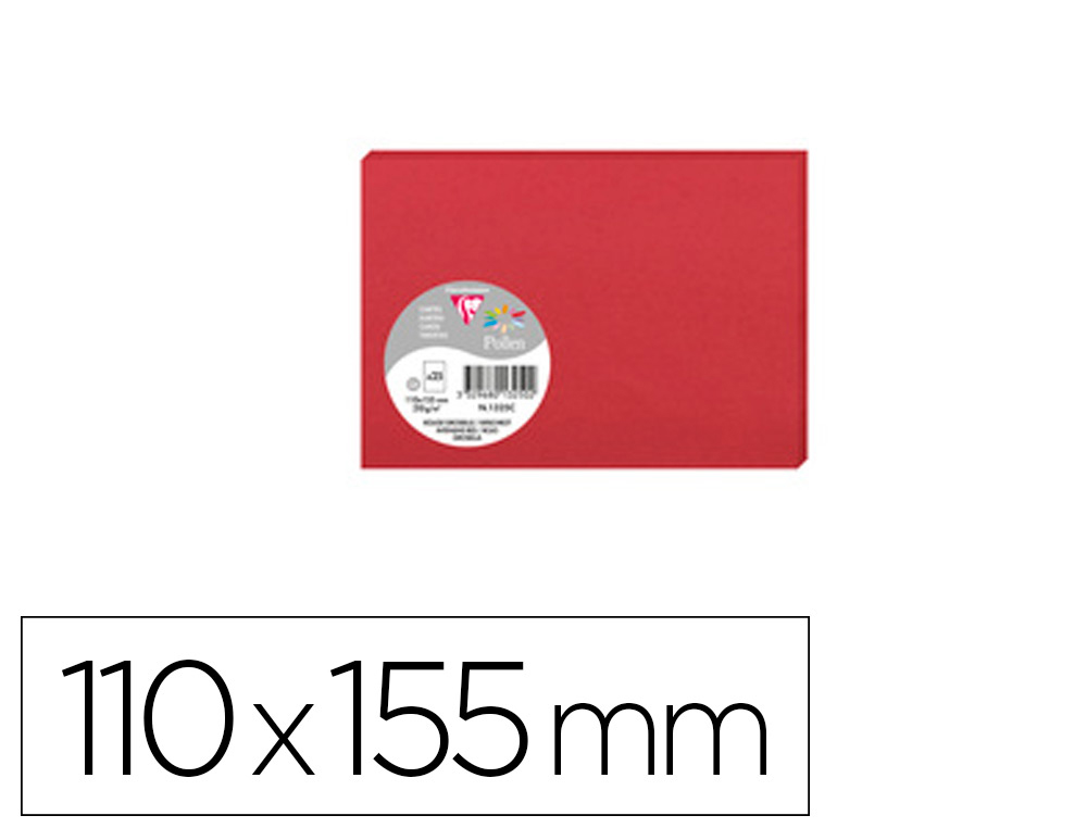 CARTE VISITE CLAIREFONTAINE POLLEN 110X155MM COLORIS ROUGE GROSEILLE TUI 25 UNITS