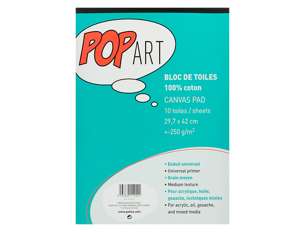 BLOC DE TOILES PBO POP ART COTON PEINTURE FORMAT A3 297X420MM 10F