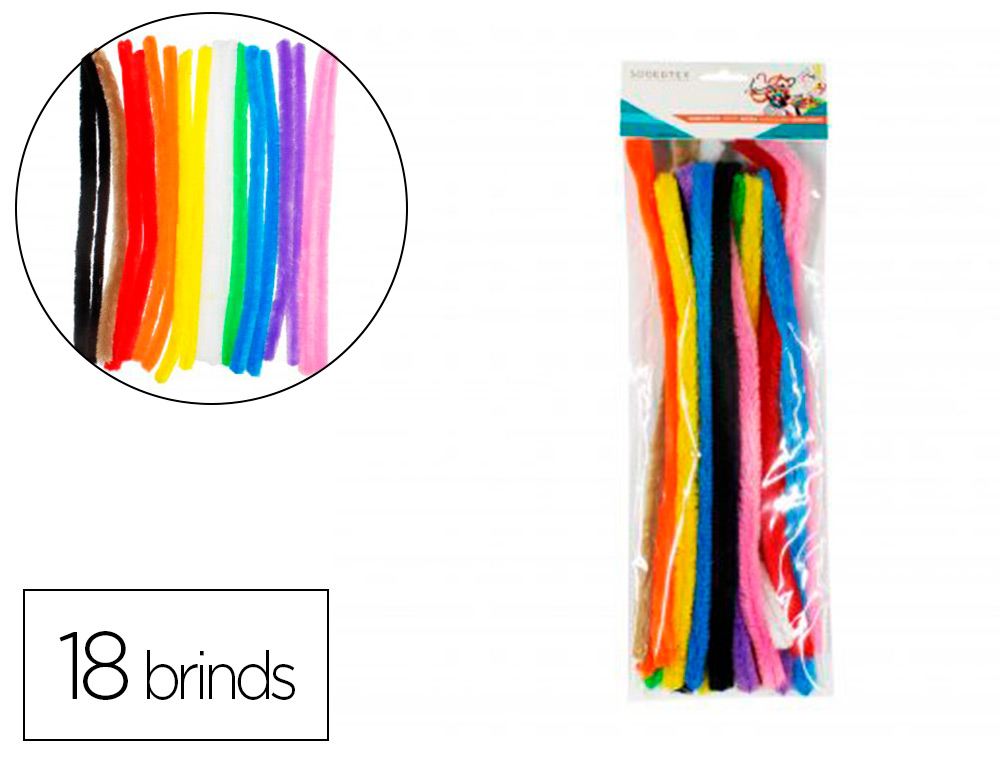 PACK CHENILLES SODERTEX 15MMX300MM 18 BRINS 10        COLORIS ASSORTIS